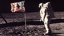 Buzz Aldrin on the moon in 1969