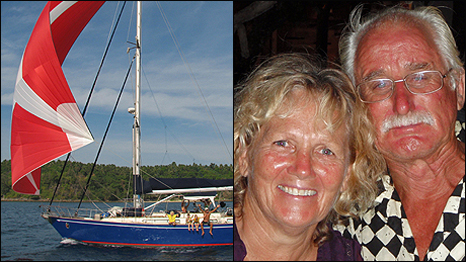Linda and Malcolm Robertson and their yacht Mr Bean