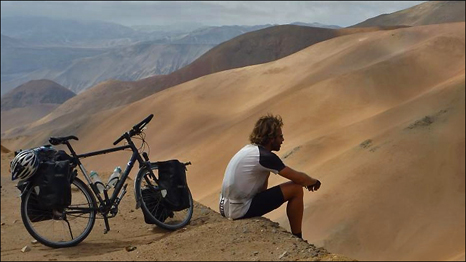 Mark Beaumont in Peru: stopping mid-way up a 15 km climb to enjoy the view