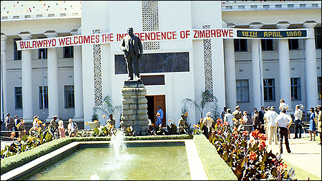 Zimbabwe Independence banner in Bulawayo, 18 April 1980