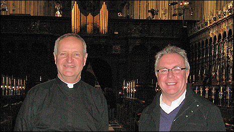 Acting Dean of King's College Chapel, Richard Lloyd Morgan, and Matthew Bannister