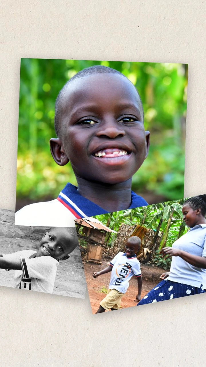 A series of images show a young boy smiling