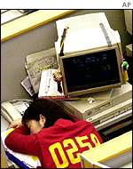 A trader at the Shanghai stock exchange