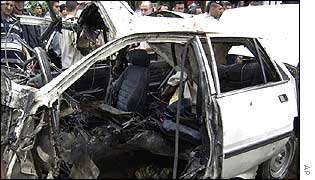Car bomb wreckage in Beirut