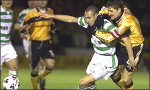 Oscar Rubio (right) in action against Celtic