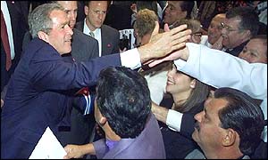 President Bush with supporters in Miami