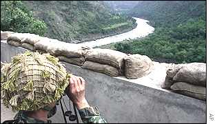 Pakistani soldier at the international border with India