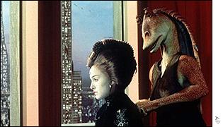 Padme Amidala and Jar Jar Binks