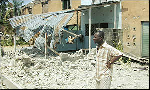 Destroyed Kisangani building from previous fighting 
