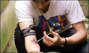 Addict injecting