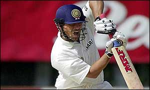 Sachin Tendulkar on his way to 86 in the final test against the West Indies