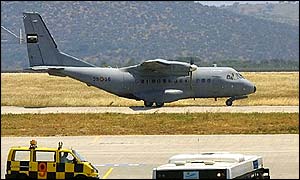 Spanish plane delivering Palestinians
