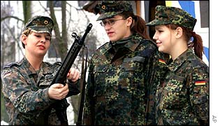 Female army soldiers after joining combat units in the German armed forces