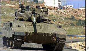 Israeli tank near Nablus on Wednesday