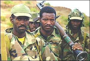 Ethiopian soldiers during war with Eritrea in 1999
