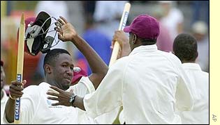 The West Indies celebrate victory in Jamaica