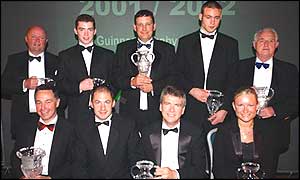 (back left) Hinch President David Magown, Oisin Hennessey, Terry Jackson, Lewis Stevenson, Dick Hinds, Paul Wallace, David Humphreys, Terry Loughan, Emma Bester