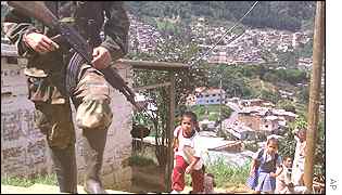 A paramilitary patrols in Colombia