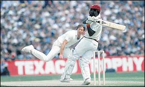 Sir Vivian Richards pulls a delivery to the boundary against England during his heyday