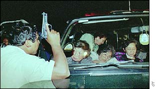 Police and Japanese hostages