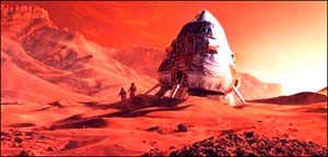 An artist's impression of a manned mission to Mars