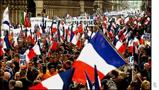 Le Pen supporters on the march