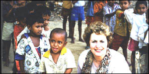 Maureen Haddock with Bangladeshi children