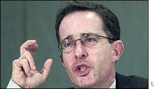President-elect Alvaro Uribe of Colombia
