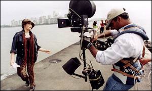 Bollywood actress Booja Bhatt during filming 