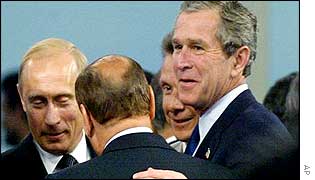 President Putin, President Bush and Prime Minister Silvio Berlusconi