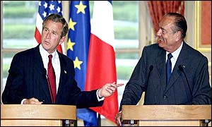 George Bush with President Chirac of France