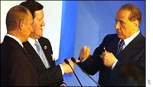 Putin, Robertson and Berlusconi