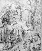 Detail of An Allegory on  Poetic Inspiration with Mercury and Apollo by Nicholas Blakey