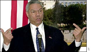 Colin Powell speaks in Ramallah