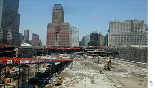 The World Trade Center collapse site is nearly cleared of debris with only a few levels of the parking structure standing on Friday