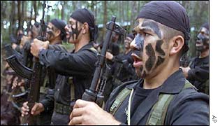 Paramilitary group training in Colombia