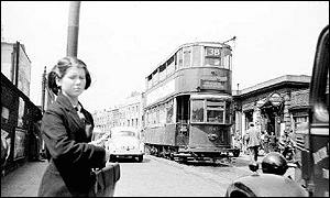 Woman and tram