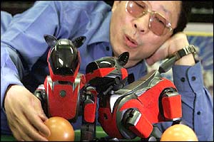 Doctor Huosheng Hu, manager of England's robot soccer team