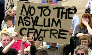 Public protest against a planned asylum centre in Worcestershire 