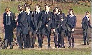 pupils walking outside