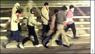 Refugees crossing in the tunnel from France to UK
