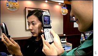 Images being transmitted by mobile phone
