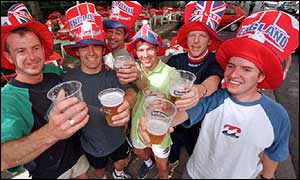 England fans enjoy a drink