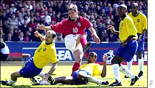 England plays Brazil at Wembley