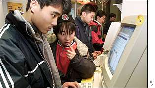 Young Chinese using the internet 