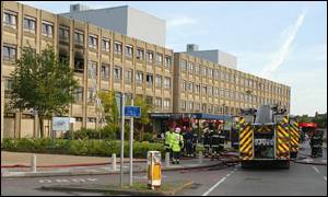 Firefighters at Warrington Hospital