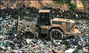 Bottles being crushed, BBC