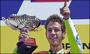 Valentino Rossi on the podium after the Italian MotoGP