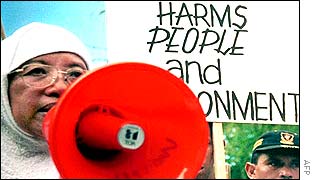 A protest in Bali against environmental destruction by developed nations