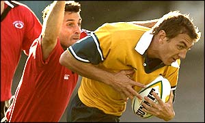 Mat Rogers scored three tries for Australia A against Canada